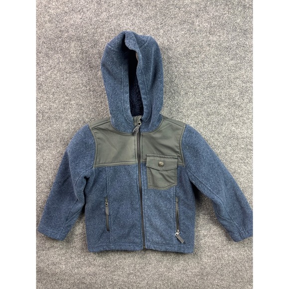 REI Other - REI Fleece Hoodie Boys XXS 4/5 Blue Herringbone Full Zip Sherpa Lined Jacket